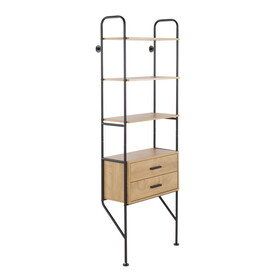 Lean Industrial Bookcase in Black Metal and Brown Wood by LumiSource B116135723