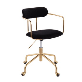 Demi Contemporary Office Chair in Gold Metal and Black Velvet by LumiSource B116135727