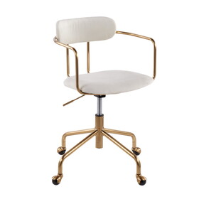 Demi Contemporary Office Chair in Gold Metal and Cream Velvet by LumiSource B116135728