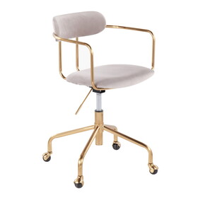 Demi Contemporary Office Chair in Gold Metal and Silver Velvet by LumiSource B116135729