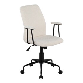 Fredrick Contemporary Office Chair in Black Metal and White Sherpa Fabric by LumiSource B116135730