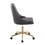 Marche Contemporary Swivel Task Chair with Casters in Gold Metal and Black Faux Leather by LumiSource B116135733