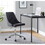 Marche Contemporary Swivel Task Chair with Casters in Chrome Metal and Black Faux Leather by LumiSource B116135736