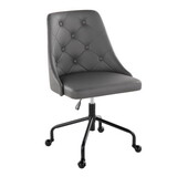 Marche Contemporary Adjustable Office Chair with Casters in Black Metal and Grey Faux Leather by LumiSource B116135743