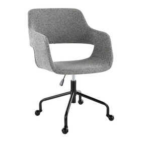 Margarite Contemporary Adjustable Office Chair in Black Metal and Grey Fabric by LumiSource B116135745