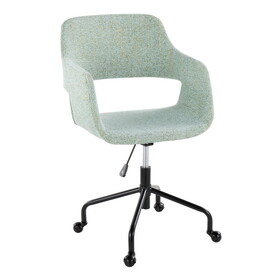 Margarite Contemporary Adjustable Office Chair in Black Metal and Light Green Fabric by LumiSource B116135746