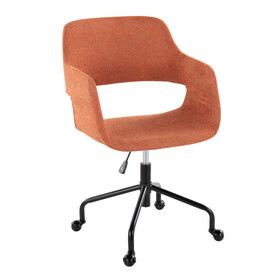 Margarite Contemporary Adjustable Office Chair in Black Metal and Orange Fabric by LumiSource B116135747