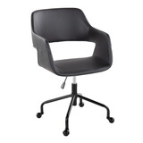 Margarite Contemporary Adjustable Office Chair in Black Metal and Black Faux Leather by LumiSource B116135748