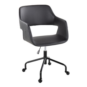 Margarite Contemporary Adjustable Office Chair in Black Metal and Black Faux Leather by LumiSource B116135748