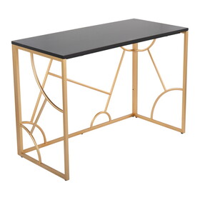 Constellation Contemporary Desk in Gold Metal and Black Wood by LumiSource B116135760