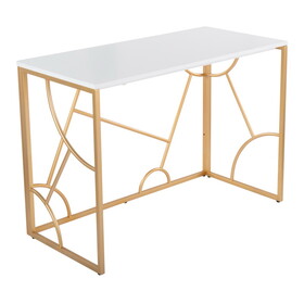 Constellation Contemporary Desk in Gold Metal and White Wood by LumiSource B116135761
