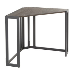 Roman Industrial Corner Desk in Black Metal and Espresso Bamboo by LumiSource B116135762