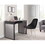 Drift Contemporary Upholstered Desk in Black Steel, Black Wood and Silver Velvet by LumiSource B116135763