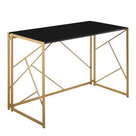Folia Contemporary Desk in Gold Steel and Black Wood by LumiSource B116135764