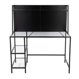 Geo Tier Contemporary Desk in Black Metal and Clear Glass by LumiSource B116135770