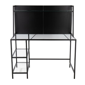 Geo Tier Contemporary Desk in Black Metal and Clear Glass by LumiSource B116135770