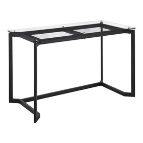 Masters Office Desk in Black Steel with Clear Glass Top by LumiSource B116135775