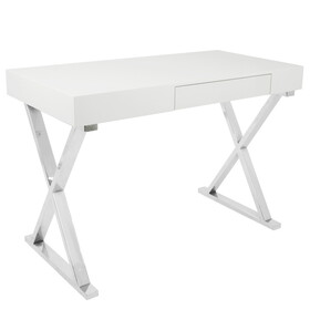 Luster Contemporary Desk in White by LumiSource B116135783