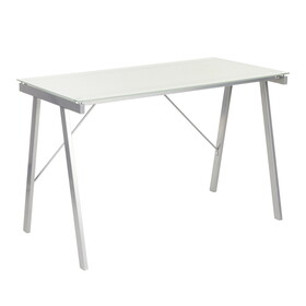 Exponent Contemporary Desk in White and Silver by LumiSource B116135784