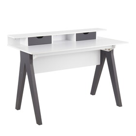 Wishbone Contemporary Desk in Grey and White Wood by LumiSource B116135785
