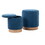 Marla Contemporary Nesting Ottoman Set in Natural Wood and Blue Fabric by LumiSource B116135790