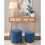 Marla Contemporary Nesting Ottoman Set in Natural Wood and Blue Fabric by LumiSource B116135790