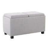 Marlo DLX Nesting 3-Piece Tray Ottoman Set in Black Wood and Grey Fabric by LumiSource B116135796