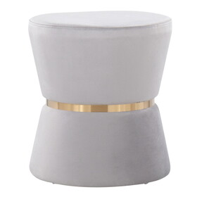 Gemma Contemporary/Glam Ottoman in Silver Velvet and Gold Metal by LumiSource B116135802