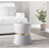 Gemma Contemporary/Glam Ottoman in Silver Velvet and Gold Metal by LumiSource B116135802
