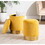 Marla Contemporary Nesting Ottoman Set in Gold Metal and Yellow Plush Fabric by LumiSource B116135805