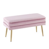 Neapolitan Contemporary/Glam Storage Bench in Gold Steel and Blush Pink Velvet by LumiSource B116135810