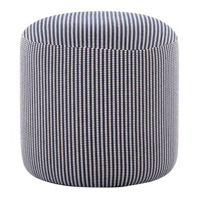 Round Pouf in Knitted Blue and White Fabric by LumiSource B116135812