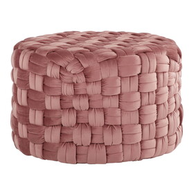 Braided Round 24" Ottoman in Blush Pink Velvet by LumiSource B116135822