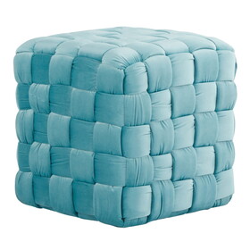 Square Braided 16" Ottoman in Ice Blue Velvet by LumiSource B116135826