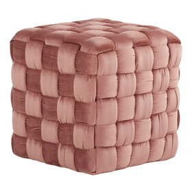 Square Braided 16" Ottoman in Blush Pink Velvet by LumiSource B116135827