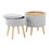 Tray Contemporary Storage Ottoman with Matching Stool in Light Grey Fabric and Natural Wood Legs by LumiSource B116135830