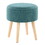 Tray Contemporary Storage Ottoman with Matching Stool in Teal Fabric and Natural Wood Legs by LumiSource B116135831