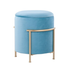 Rhonda Glam Storage Ottoman in Gold Metal and Teal Velvet by LumiSource B116135835