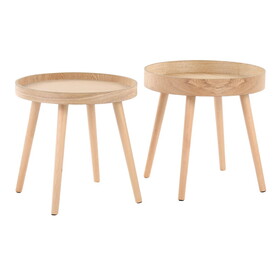 Pebble Mid-Century Side Table Set in Natural Wood by LumiSource B116135840