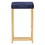 Midas 26" Contemporary-Glam Counter Stool in Gold with Blue Velvet Cushion by LumiSource - Set of 2 B116135856