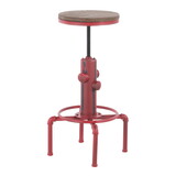 Hydra Industrial Barstool in Vintage Red Metal and Brown Wood-Pressed Grain Bamboo by LumiSource B116135866