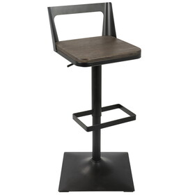 Samurai Industrial Adjustable Barstool in Black and Espresso by LumiSource B116135873