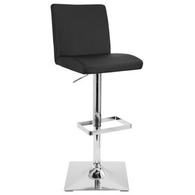 Captain Contemporary Adjustable Barstool with Swivel in Black Faux Leather by LumiSource B116135877