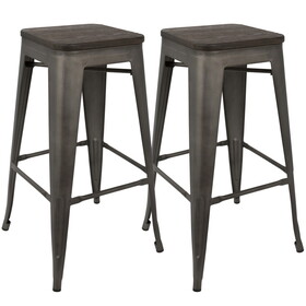 Oregon Industrial Stackable Barstool in Antique and Espresso by LumiSource - Set of 2 B116135879