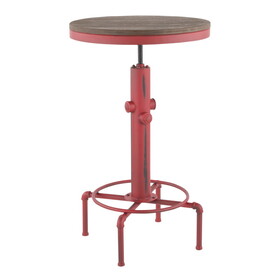 Hydra Industrial Bar Table in Vintage Red Metal and Brown Wood-Pressed Grain Bamboo by LumiSource B116135885