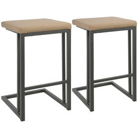 Roman Industrial Counter Stool in Grey and Camel Faux Leather by LumiSource - Set of 2 B116135901