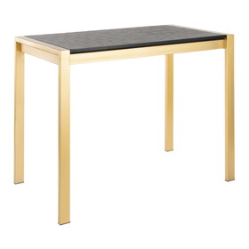 Fuji Contemporary Counter Table in Gold Metal and Black Wood Grain Top by Lumisource B116135903