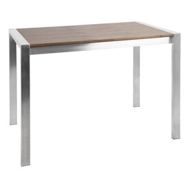 Fuji Contemporary Counter Table in Brushed Stainless Steel and Walnut Wood by LumiSource B116135904