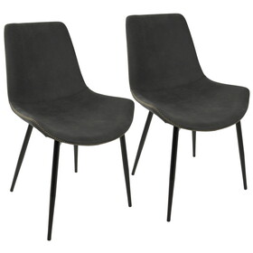 Duke Industrial Dining Chair in Black and Grey Fabric by LumiSource - Set of 2 B116135910