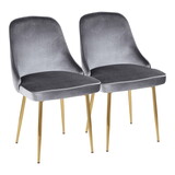 Marcel Contemporary Dining Chair with Gold Frame and Blue Velvet Fabric by LumiSource - Set of 2 B116135912